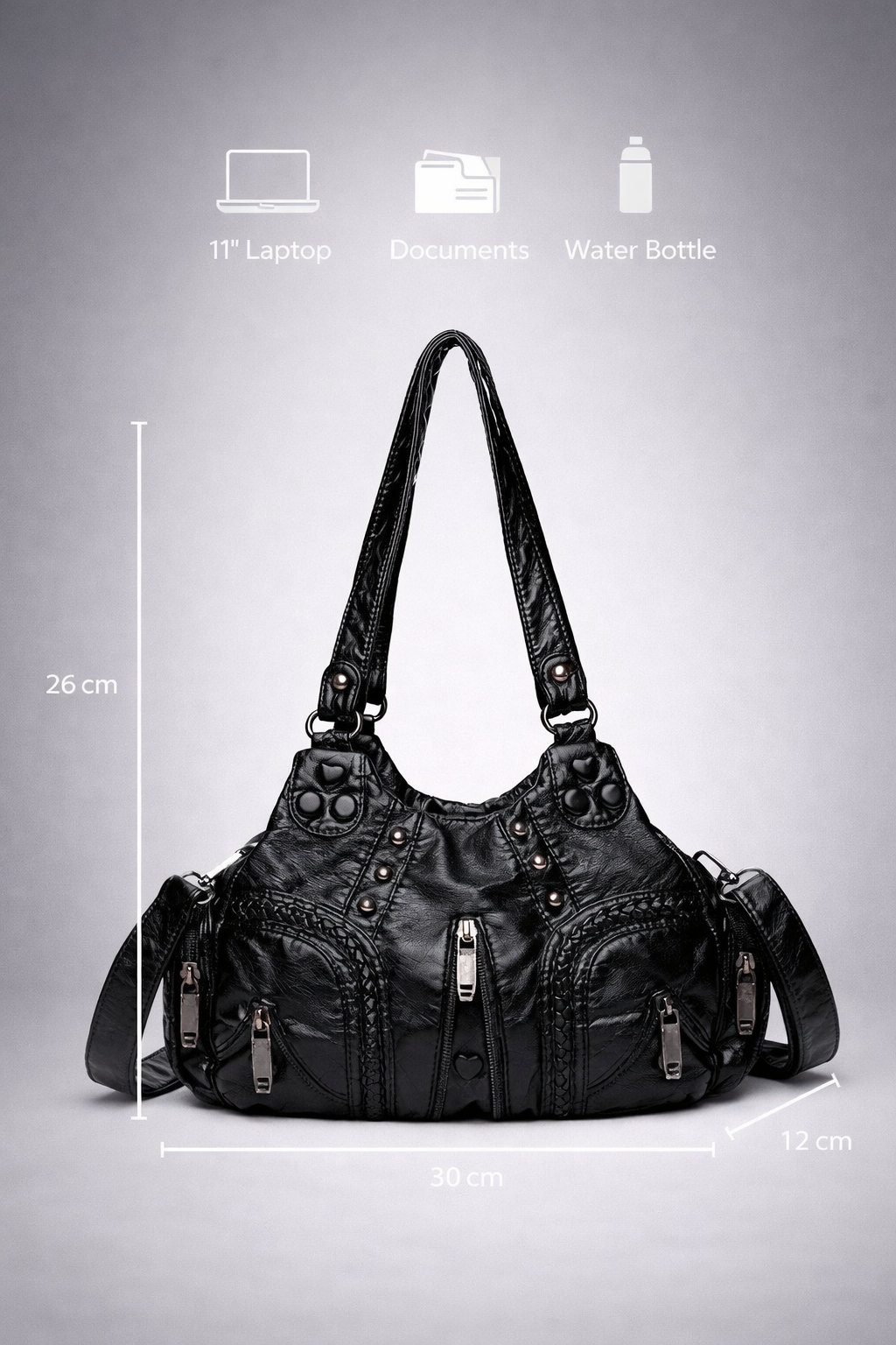 Black compact shoulder handbag for school | Orvieto
