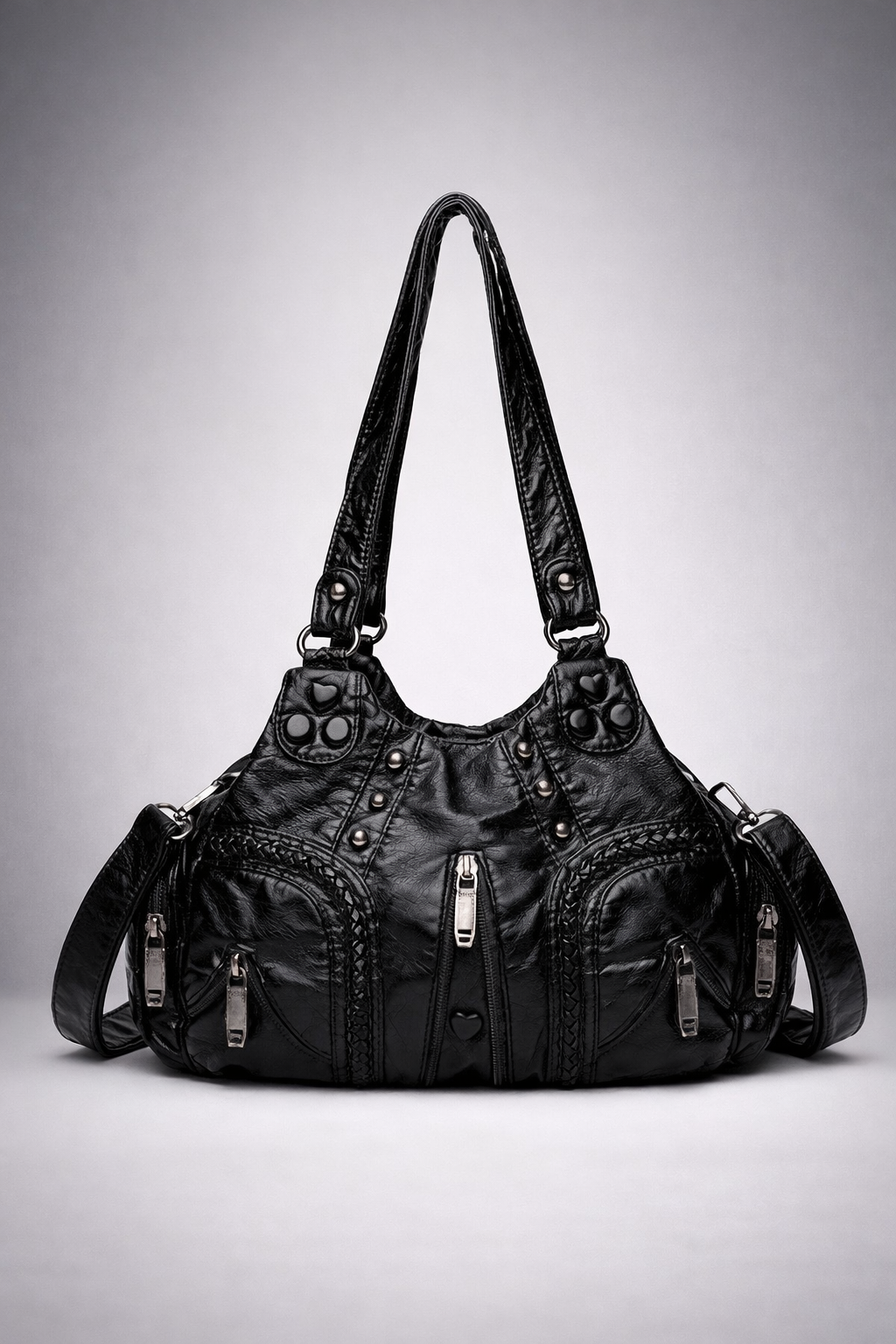Black compact shoulder handbag for school | Orvieto