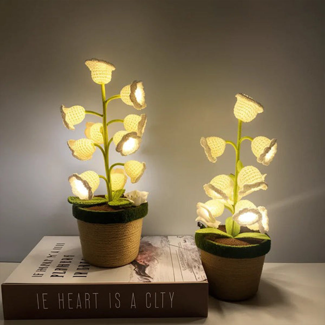 Lily Bloom Night Lamp – Handcrafted Crochet Lily LED Table Lamp with Warm Ambient Light