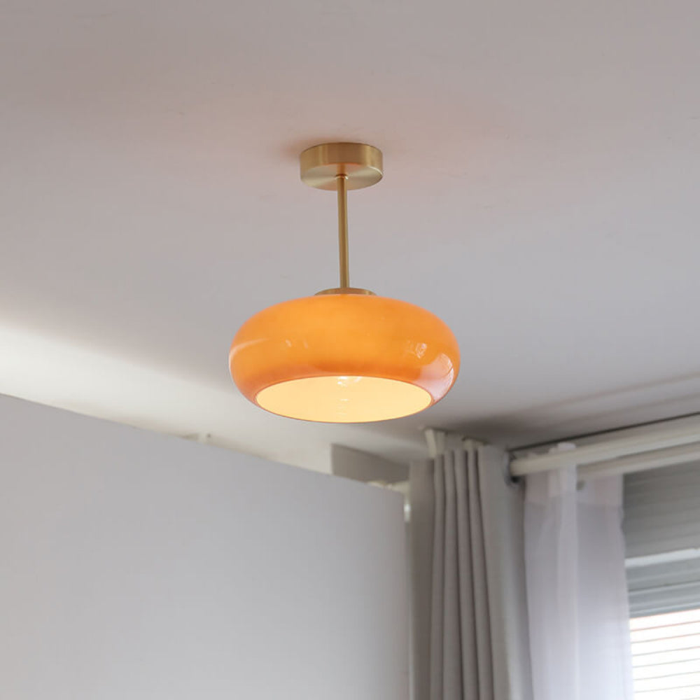 Brass Glass Semi Flush Mount Ceiling Light