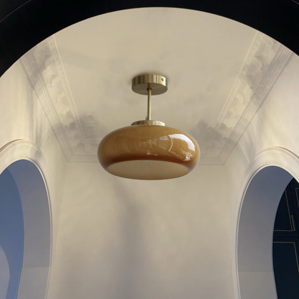 Brass Glass Semi Flush Mount Ceiling Light