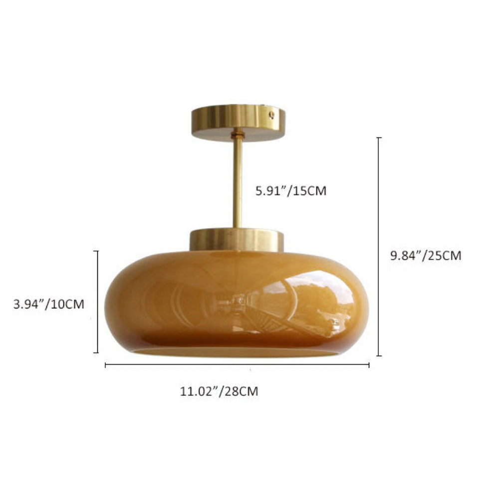 Brass Glass Semi Flush Mount Ceiling Light