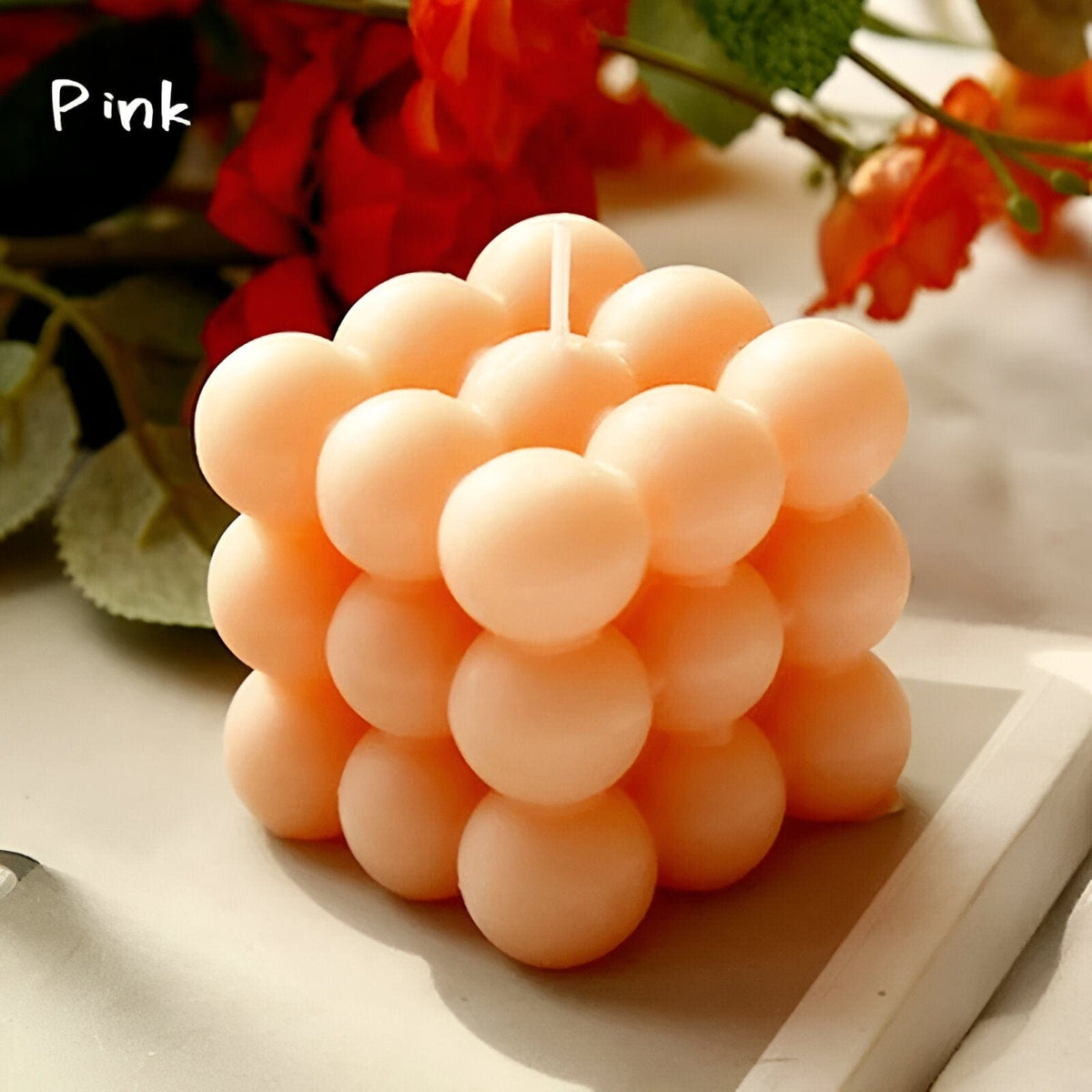 Geometric Bubble Cube Candle