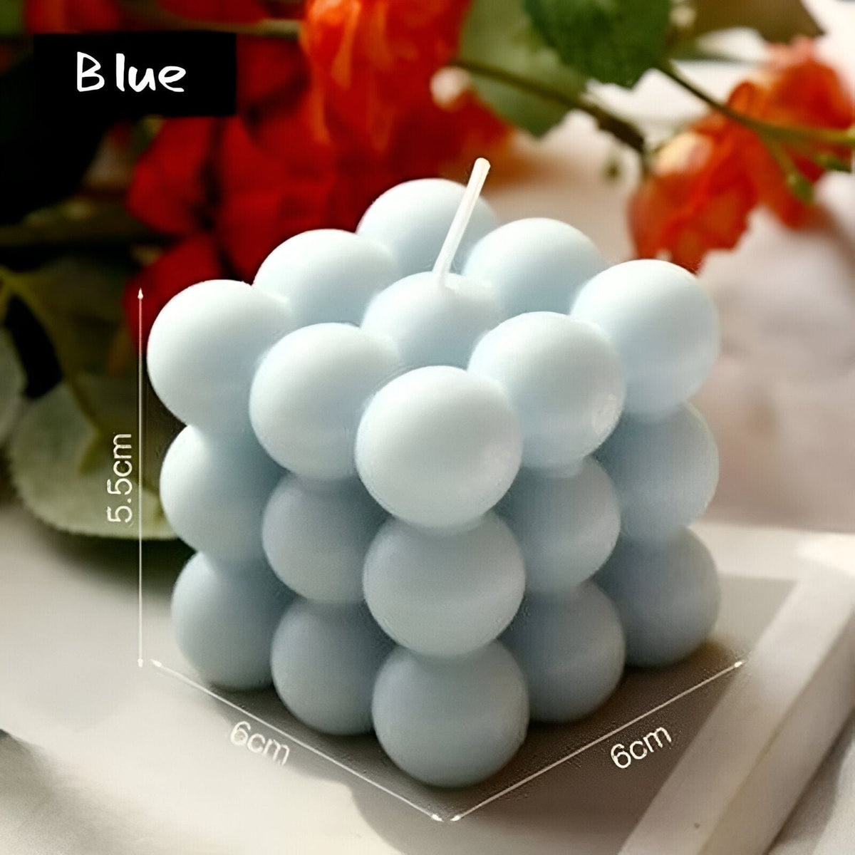 Geometric Bubble Cube Candle