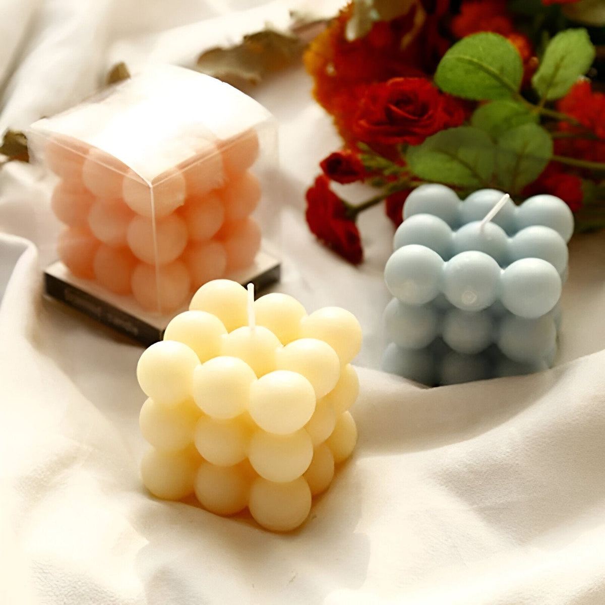 Geometric Bubble Cube Candle