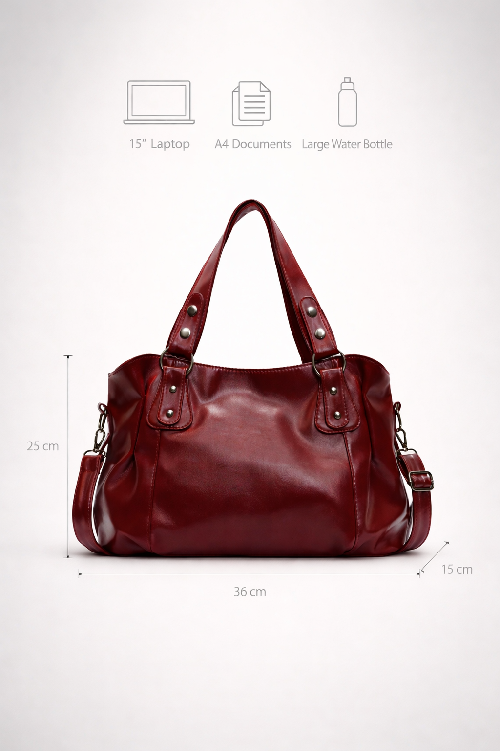 Burgundy Big Handbag for school | TARANTO