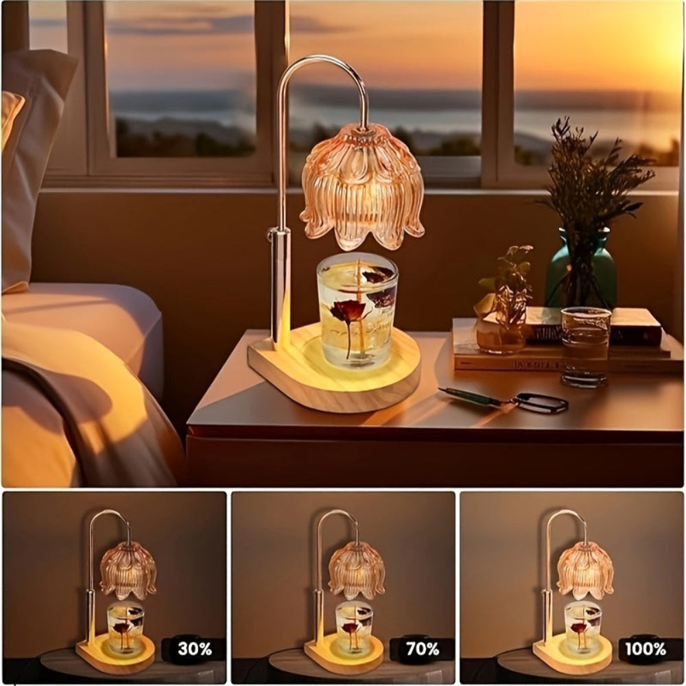 Candle Warmer Lamp Gift Adjustable Flower Glass Home Décor Light