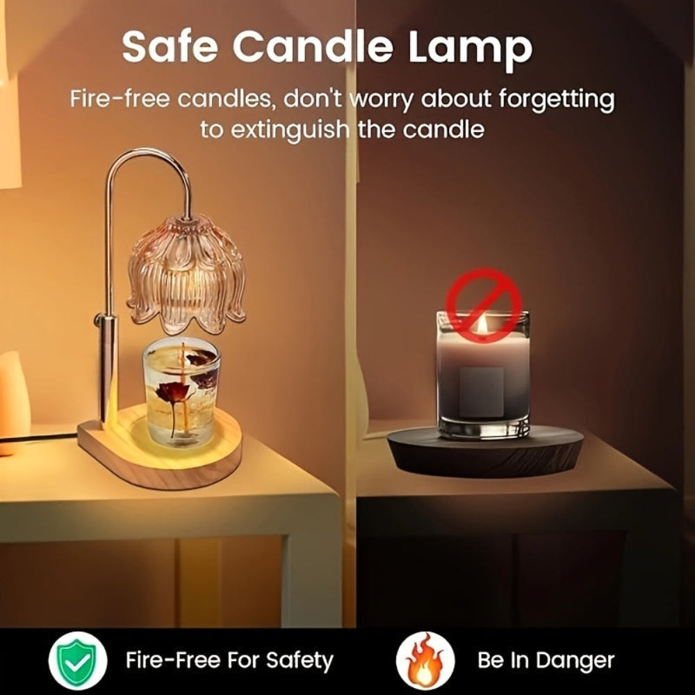 Candle Warmer Lamp Gift Adjustable Flower Glass Home Décor Light