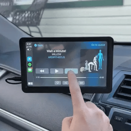 Wireless Apple CarPlay and Android Auto Portable Touchscreen Display for Universal Vehicles - Dashboard Mounted Car Multimedia Player with Bluetooth and Dashcam