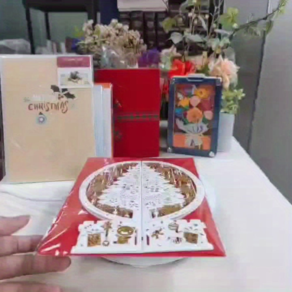 Christmas Cards 3D Pop Up Laser Cut Tree Ornament Display