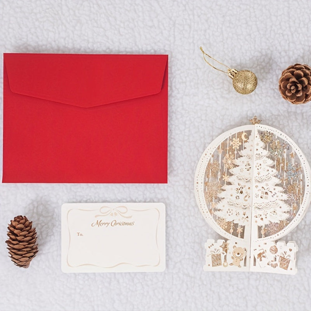 Christmas Cards 3D Pop Up Laser Cut Tree Ornament Display