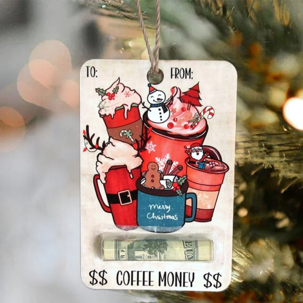 Christmas Cards Wooden Money Holder Ornament Decoration