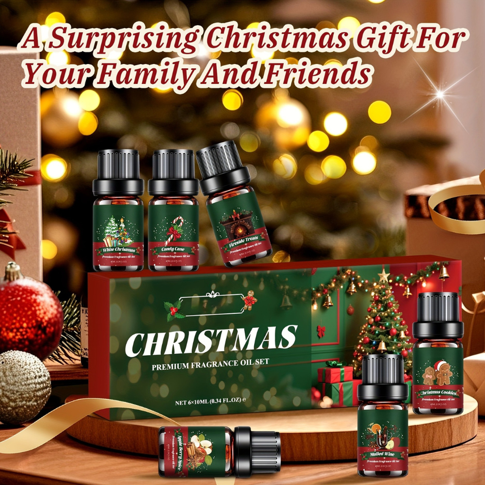 Christmas Gift Essential Oil Set Holiday Aromatherapy Diffuser Box