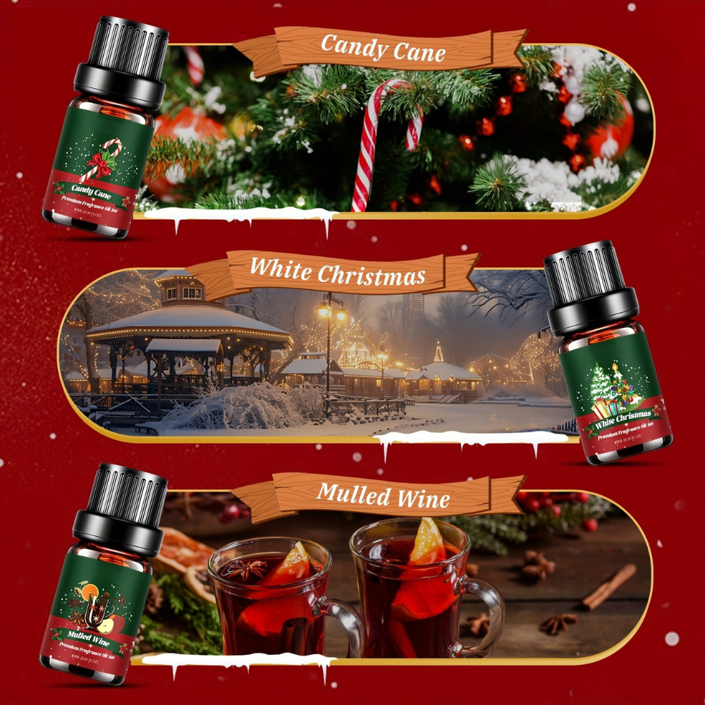Christmas Gift Essential Oil Set Holiday Aromatherapy Diffuser Box