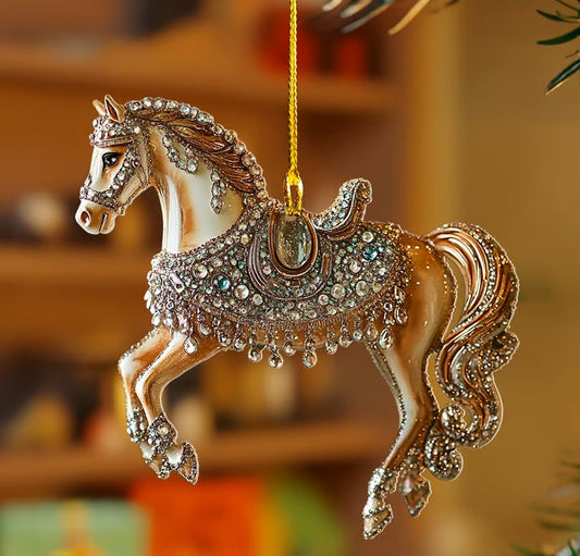 Christmas Horse Ornament Vintage Acrylic Hanging Tree Decoration