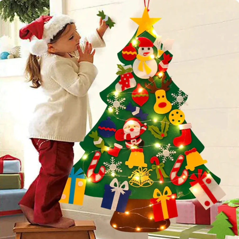 Christmas Tree Kids Felt Activity Set Ornaments Lights Wall Hanging