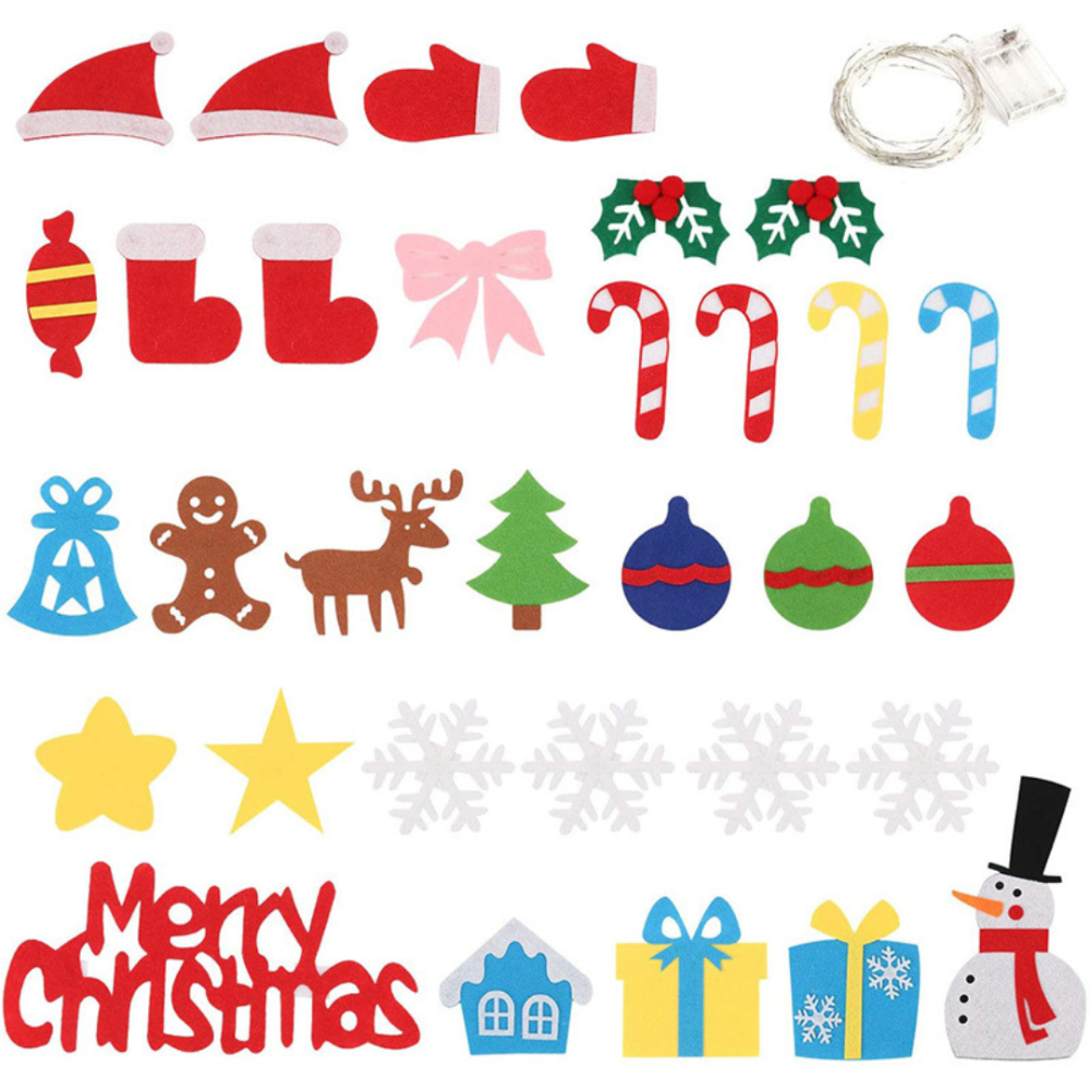 Christmas Tree Kids Felt Activity Set Ornaments Lights Wall Hanging