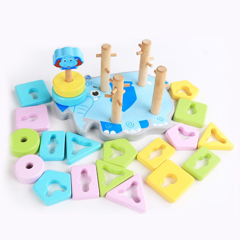 Cute Animal Shape-Pairing Geometric Blocks