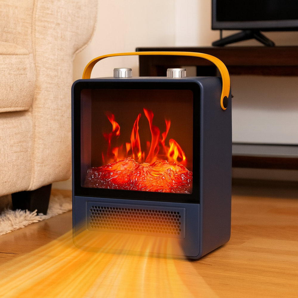 Electric Space Heater Realistic Fireplace Flame Display