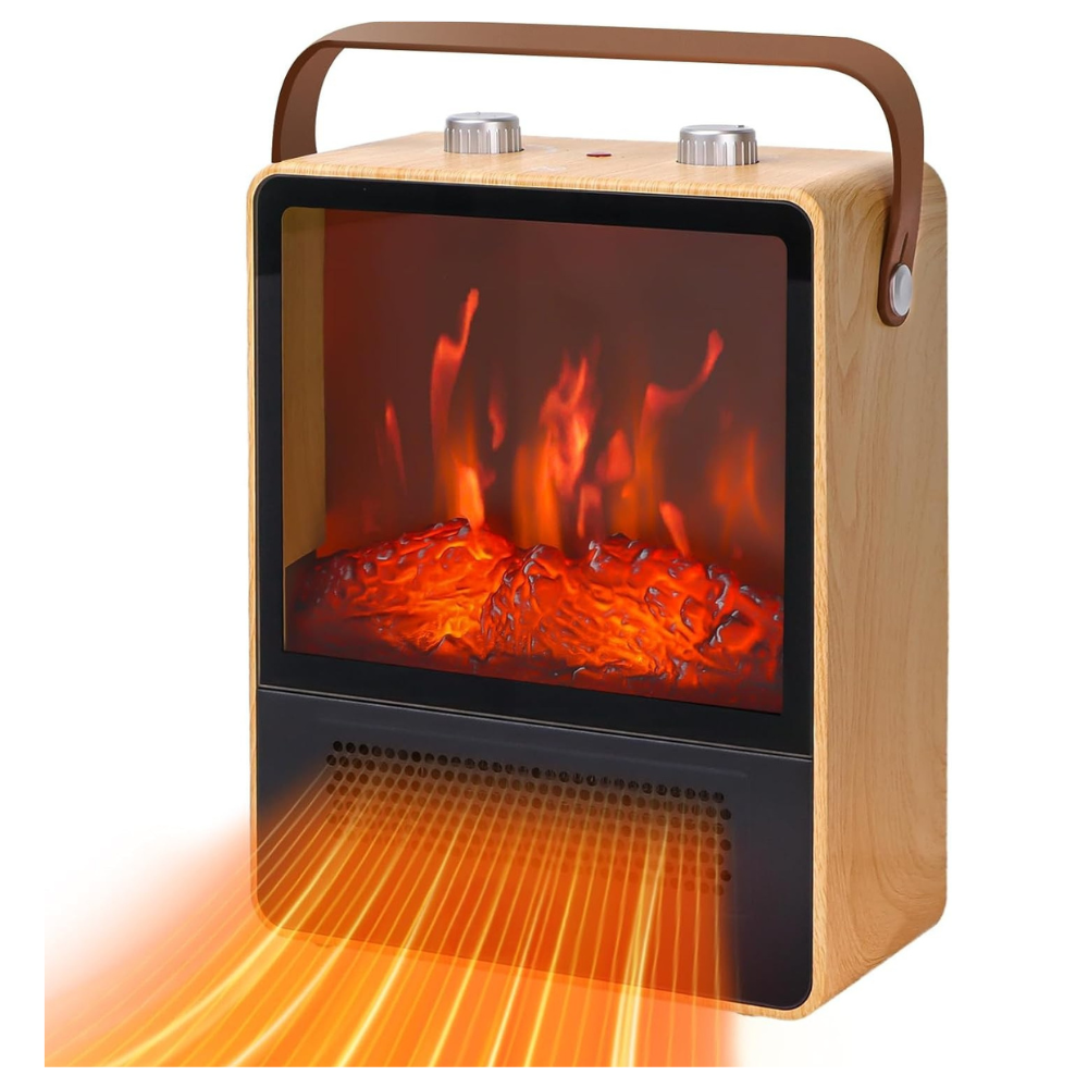 Electric Space Heater Realistic Fireplace Flame Display