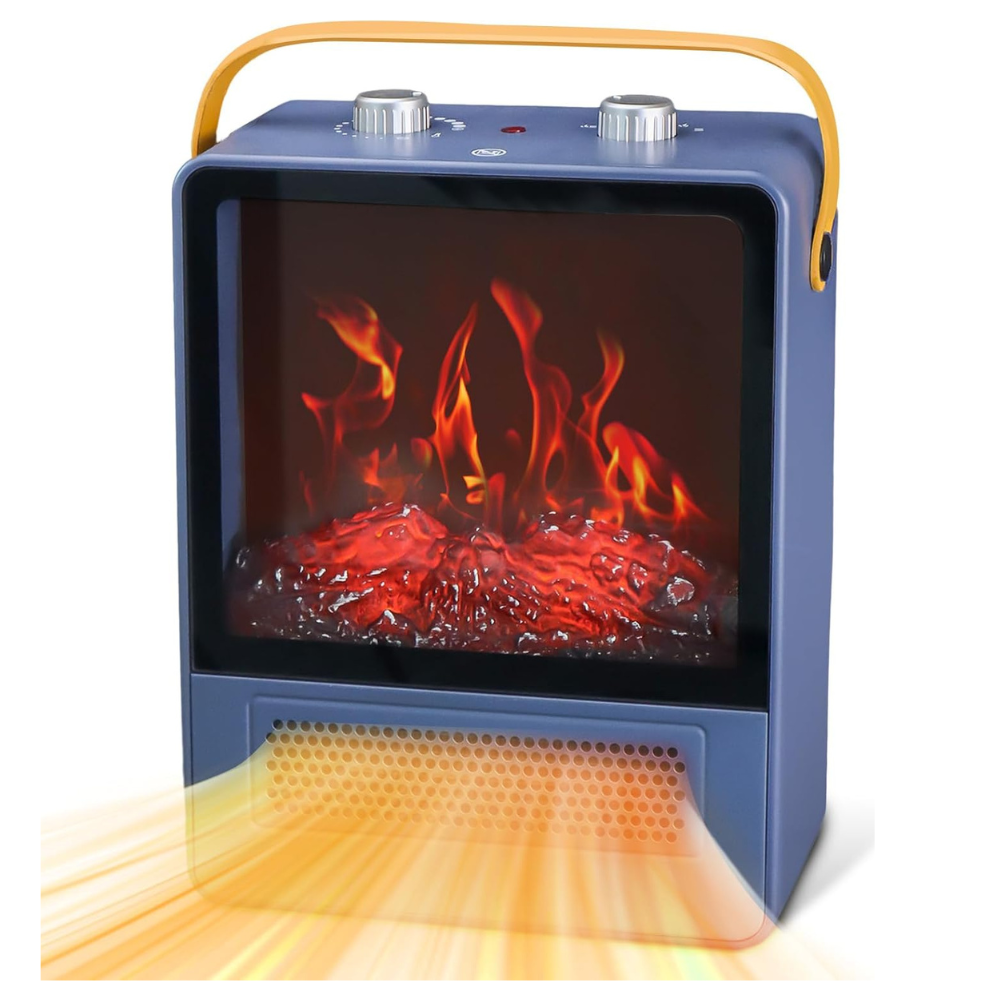Electric Space Heater Realistic Fireplace Flame Display