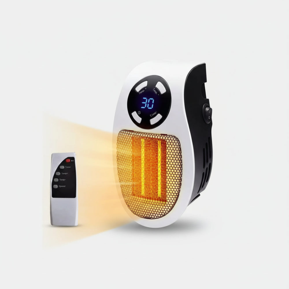 Electric Space Heater Plug-In Mini Wall Heater Remote Control