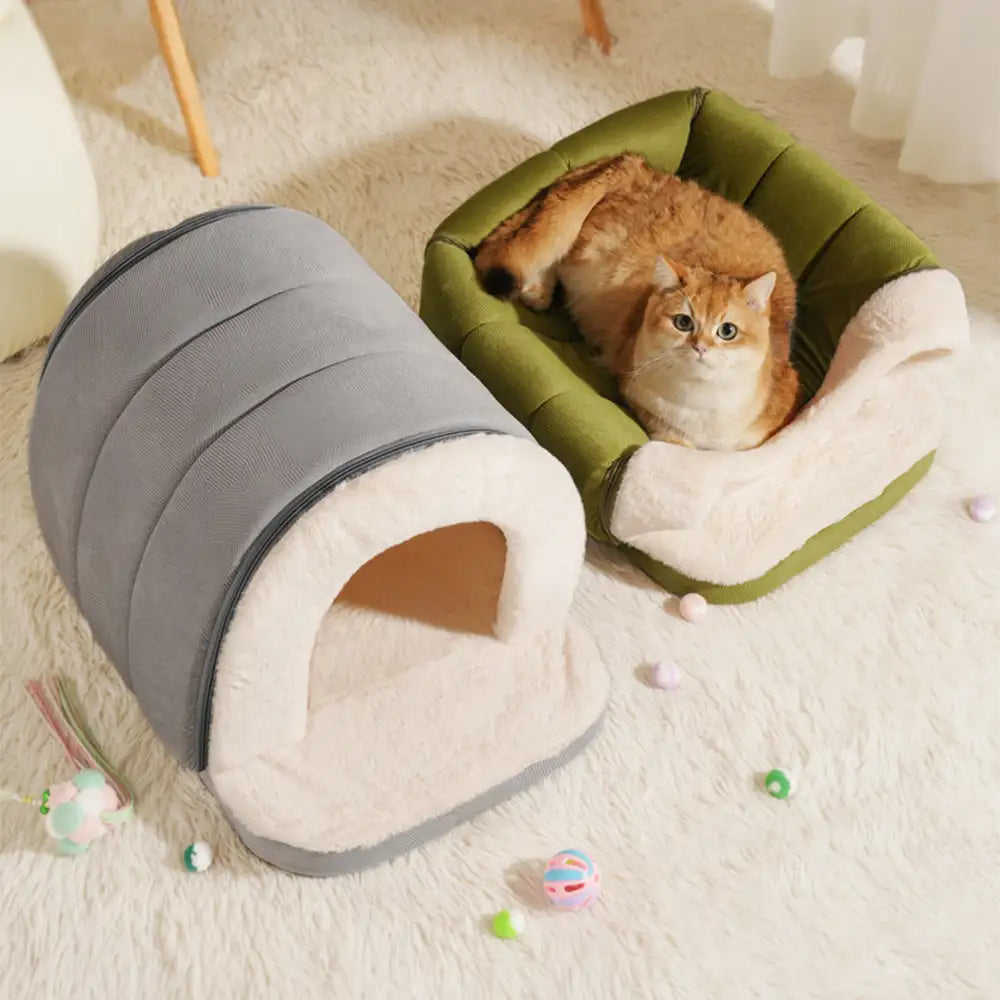 Cozy Cave Bed for Cats and Dogs – Warm Plush Grotto Style for Deep Sleep