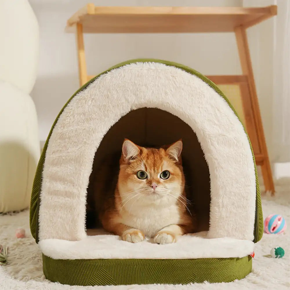 Cozy Cave Bed for Cats and Dogs – Warm Plush Grotto Style for Deep Sleep