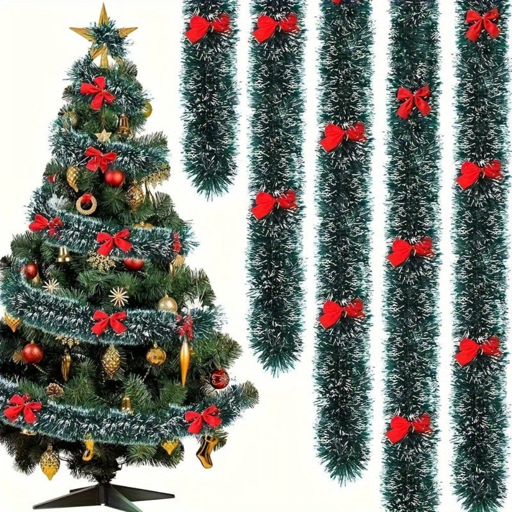 Garlands Black Tinsel Red Bows Christmas Decoration