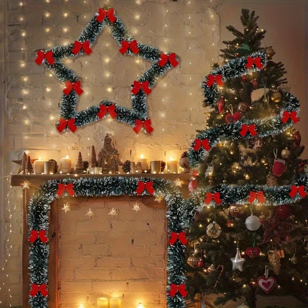 Garlands Black Tinsel Red Bows Christmas Decoration