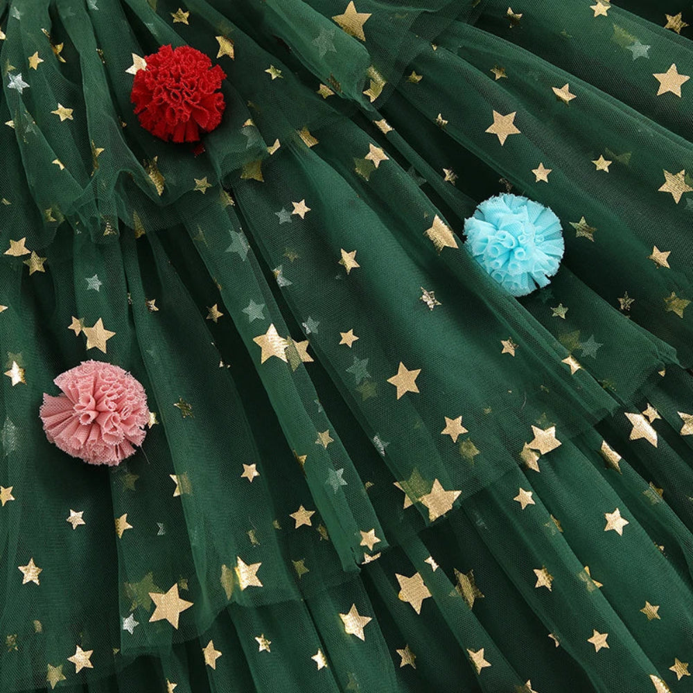 Girls Christmas Tulle Party Dress Festive Holiday Midi