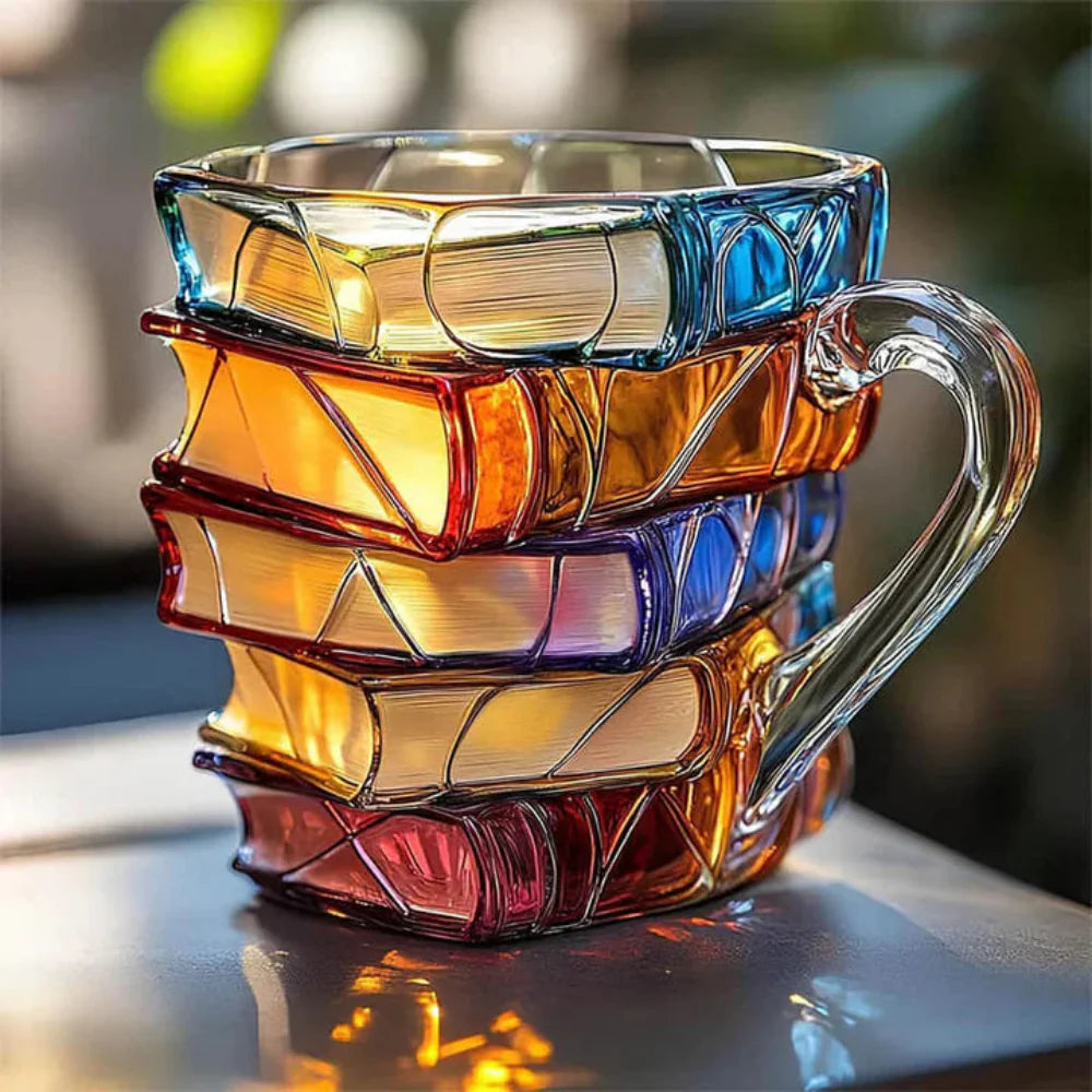 Glass Coffee Mug Handmade Art Design Tea Cup Thanksgiving Gift