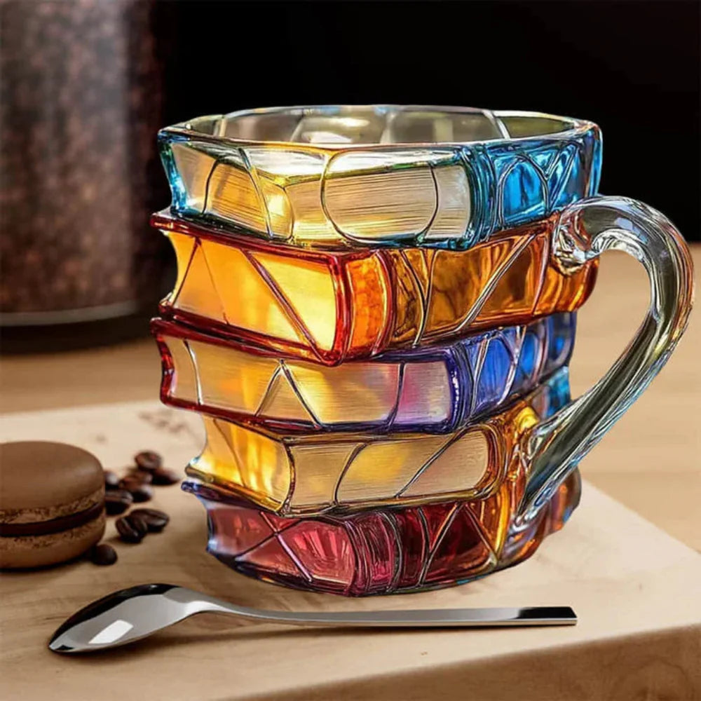 Glass Coffee Mug Handmade Art Design Tea Cup Thanksgiving Gift