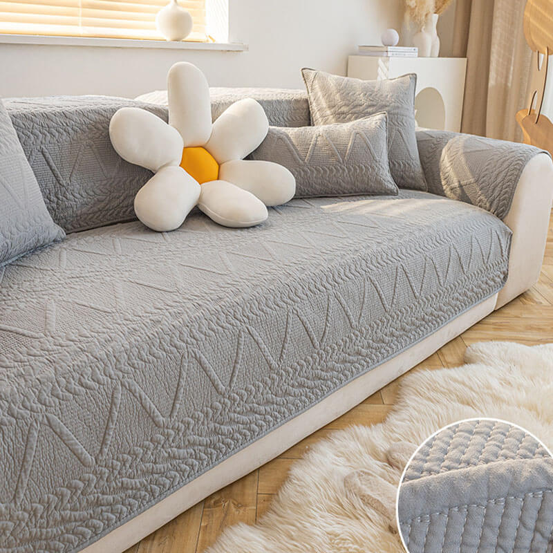 Cotton Quilted Sectional Couch Covers, Furniture Protector Anti-Slip Couch Covers
