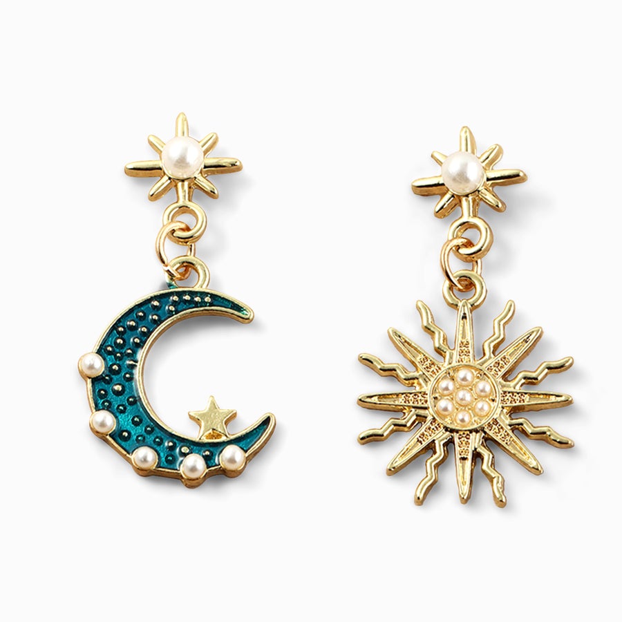 Greece Fairy Tale Moon&Sun Stud Earrings