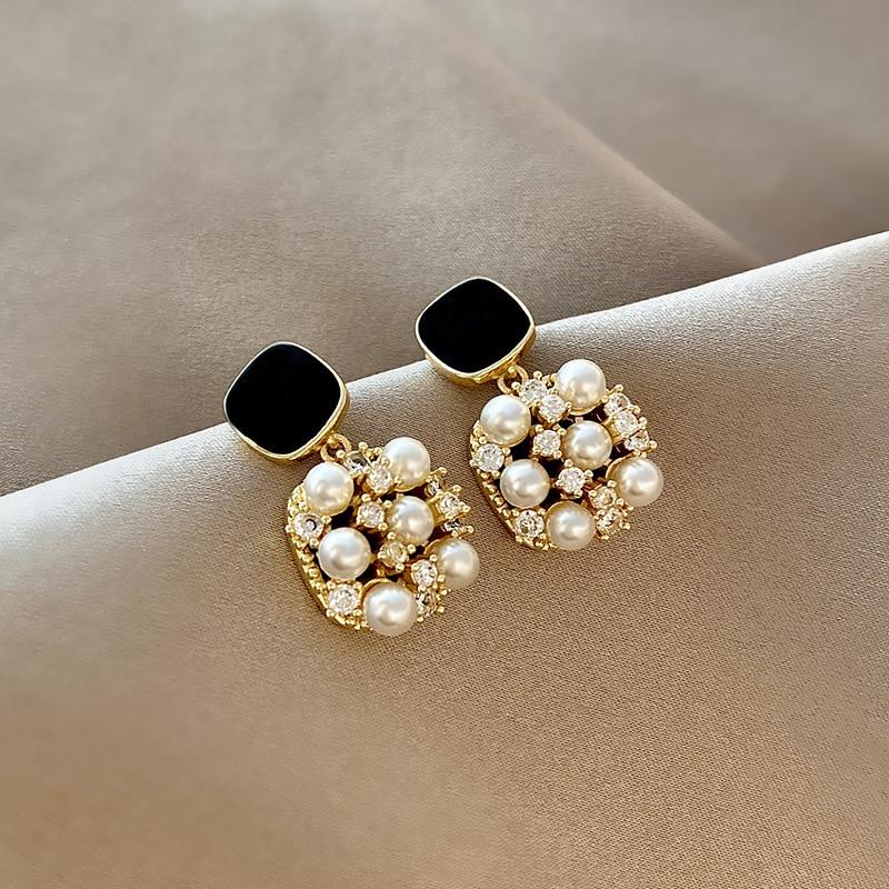 Crystal & Pearl Maria Drop Earrings