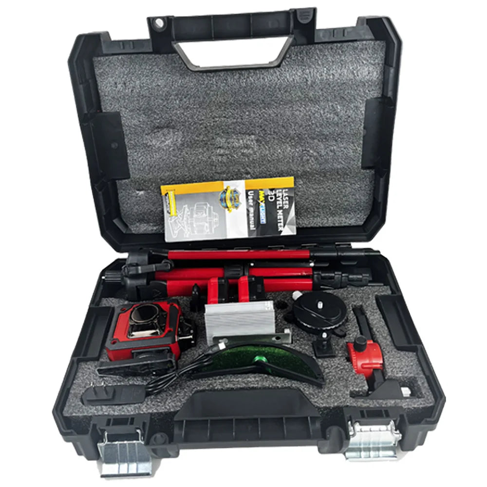 16 Line Green Laser Level Kit with Electronic Self-Leveling - Industrial Rechargeable Lithium Battery Power Tool with Remote Control - IP65