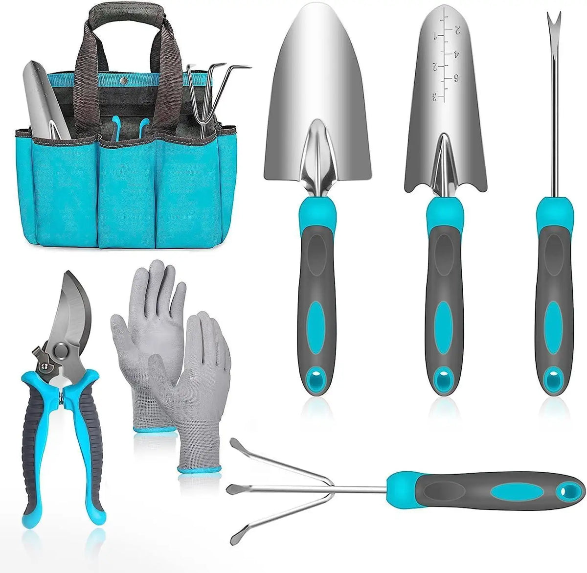 Garden Tools 7 Pcs Set, Stainless Steel Heavy Duty Gardening Tools