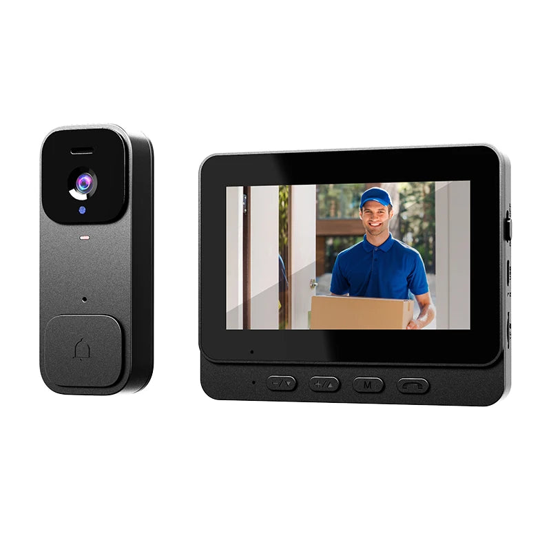 Smart Video Doorbell with Touch Display and APP Control - Wireless Home Security Camera with Magic Voice Changer and USB Power - ABS Material