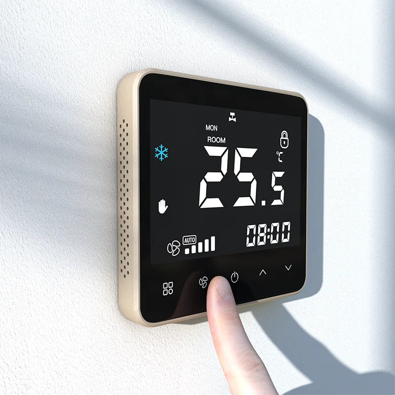 WiFi Smart Air Conditioner Thermostat – Touch Screen Cooling & Heating Controller with Fan Speed Control