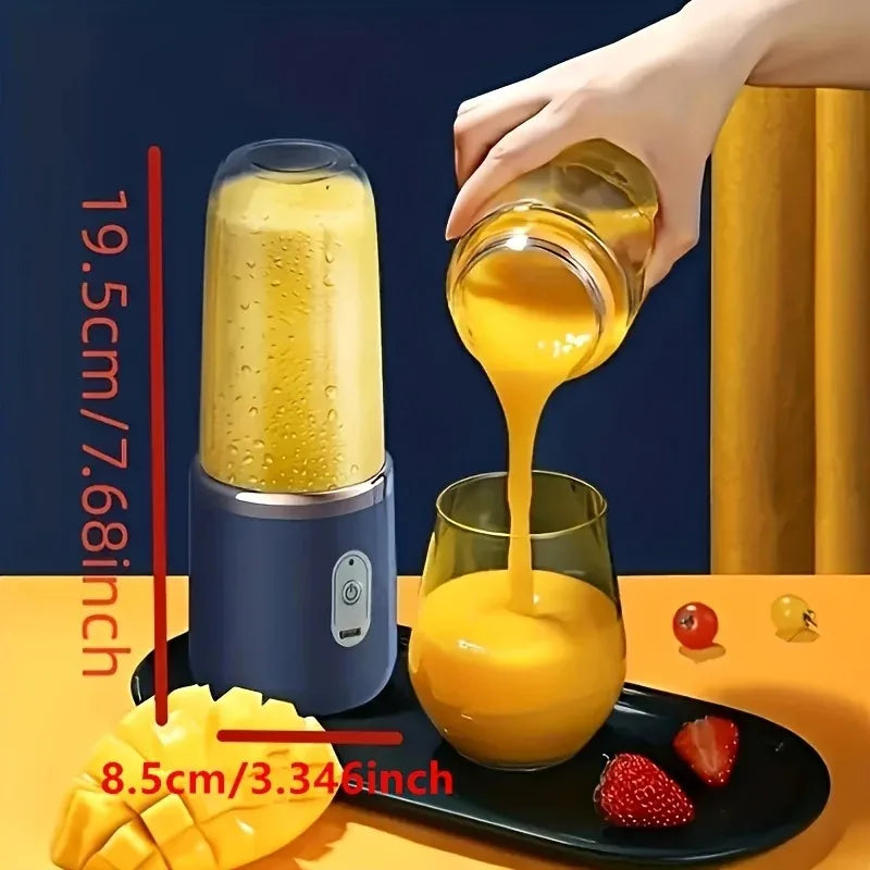 Portable Wireless Personal Juicer Blender for Fruit and Vegetables - USB Rechargeable Small Juice Mixing Cup with 6 Stainless Steel Blades - 400ml