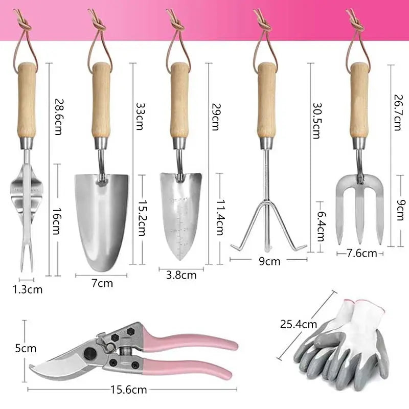 Garden Tools 7 Pcs Set, Stainless Steel Heavy Duty Gardening Tools