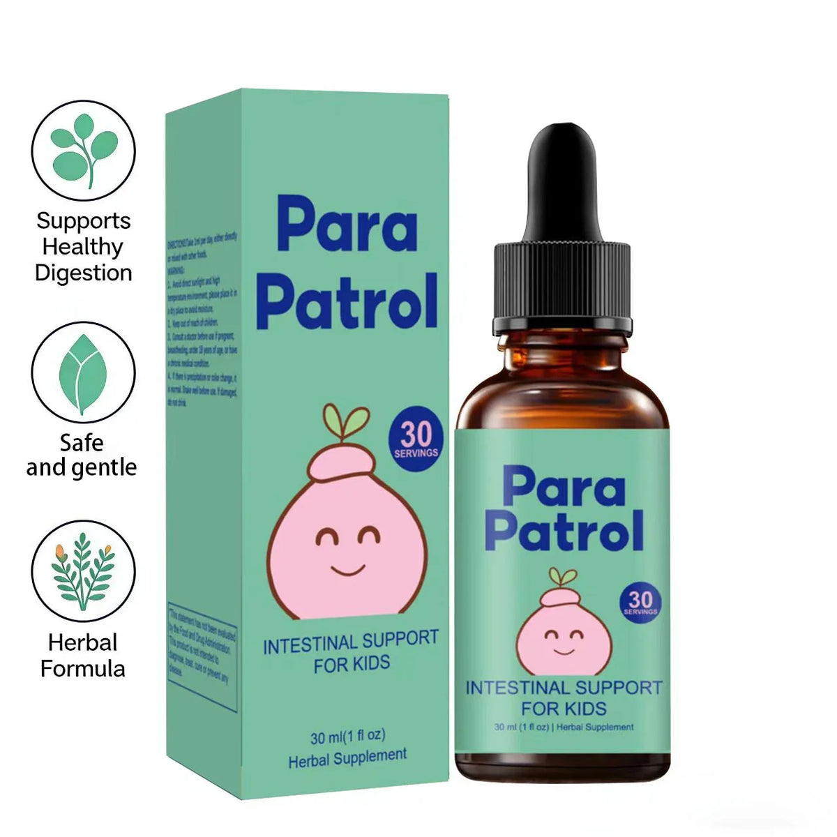 Children's Digestive Support Liquid Drops - Herbal Intestinal Health Supplement for Kids - Safe and Mild Formula for Healthy Digestion - 30ml