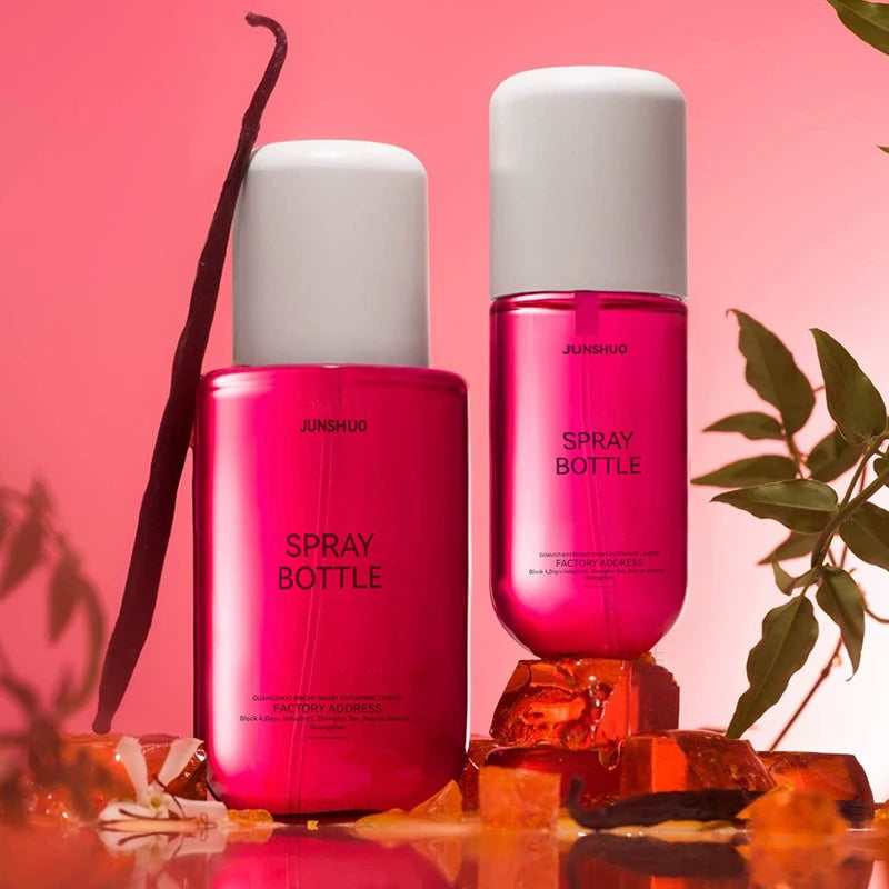 Empty Refillable PET Plastic Spray Bottles - Cylinder Hair Mist and Body Spray Containers with White Fine Mist Pump Sprayer - 100ml and 240ml