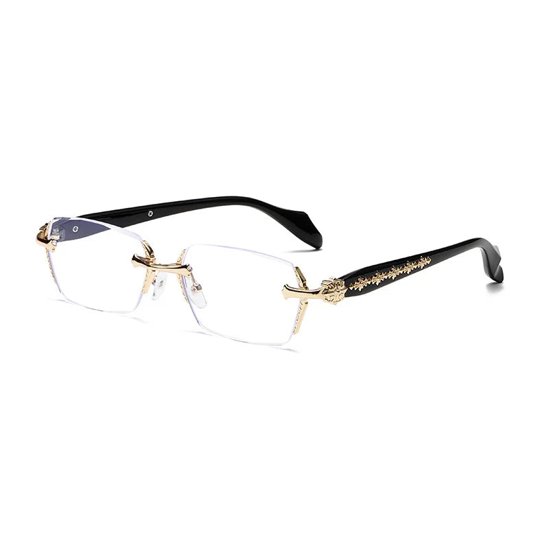 Unisex Rimless Square Reading Glasses - Blue Light Blocking Lightweight Metal Frame Eyeglasses for Men and Women - Presbyopia Corrective Lenses