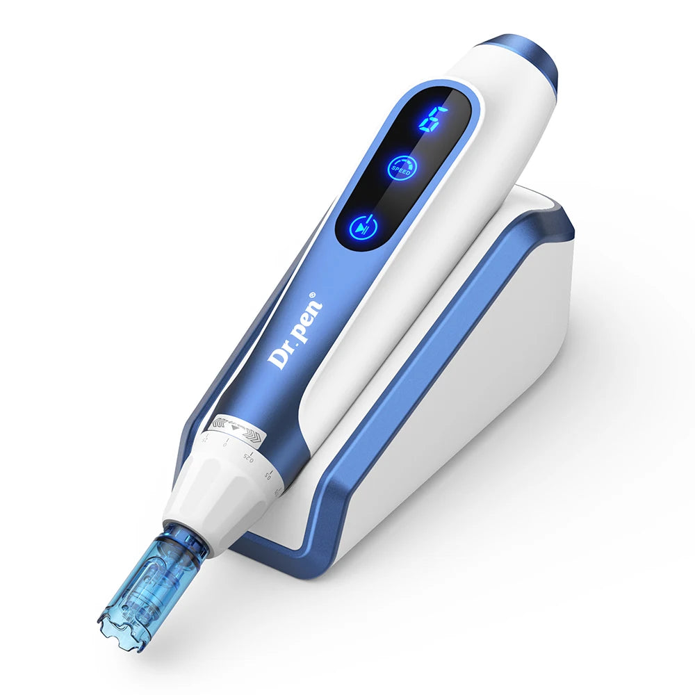 Wireless Electric Microneedling Pen for Face and Body - Professional Skin Rejuvenation and Anti-Aging Device with LCD Display and 6 Speed Levels