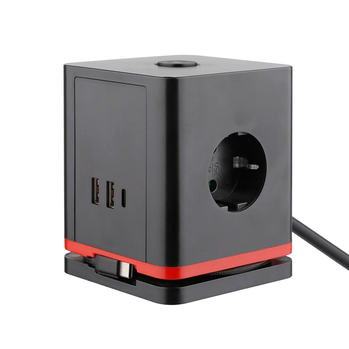 Avichic™ 16A Cube Power Strip – 3 AC Outlets with USB-A & Type-C Charging Ports, Desktop Socket for Home & Office Use