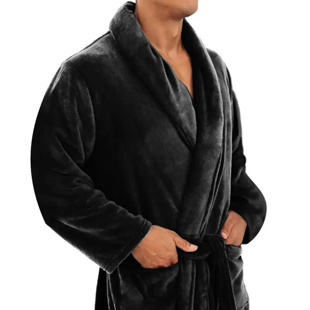 Peignoir in soft fleece with shawl collar and pockets | LuxeCozy