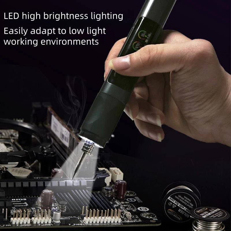 Optimized Product Title Portable USB Wireless Soldering Iron with OLED Digital Display - 1900mAh Lithium Battery Power Tool Set for Electronics Repair - Temperature Range 180-480°C