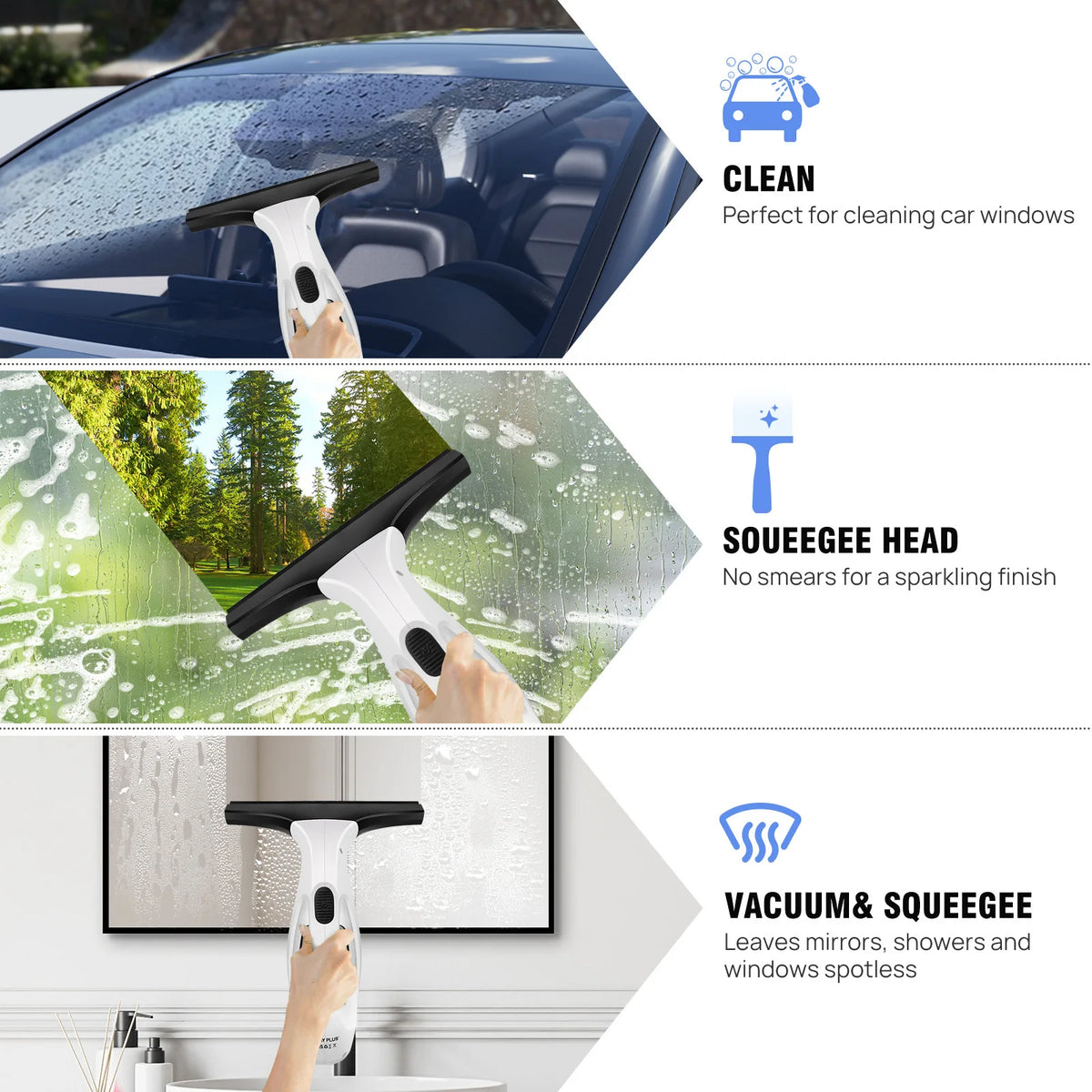 Handheld Electric Window Cleaner and Vacuum Mop - Portable 2-in-1 Glass Squeegee with Water Spray and Suction for Household and Outdoor Use - Unisex